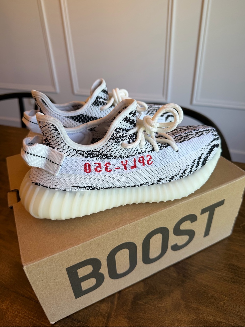 adidas Yeezy Boost 350 V2 - White, Black with Red Accent - BRAND NEW